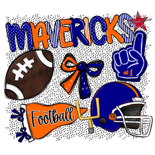 Mavericks Football Spirit-Blue & Orange