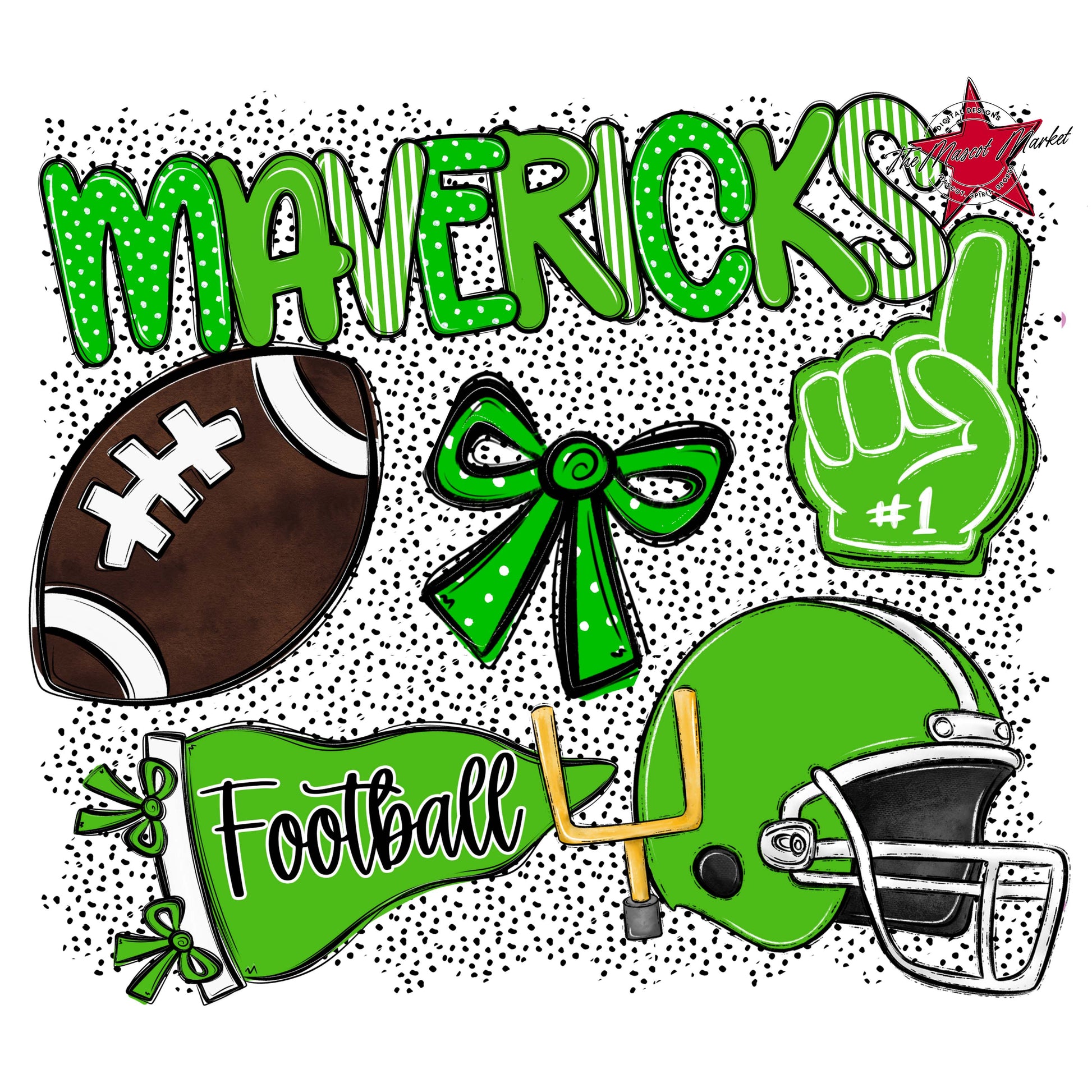 Mavericks Football Spirit-Bright Green