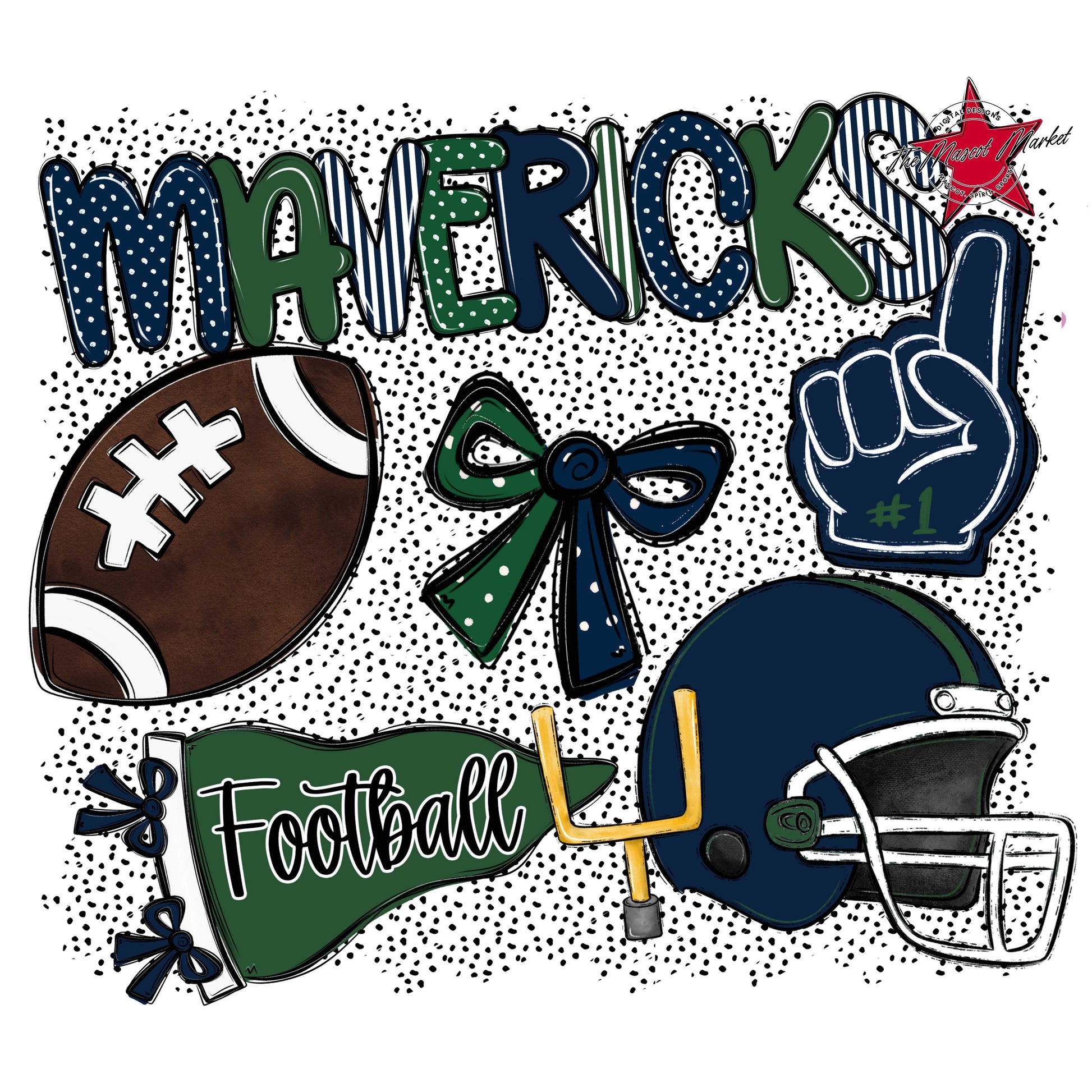 Mavericks Football Spirit-Navy & Green
