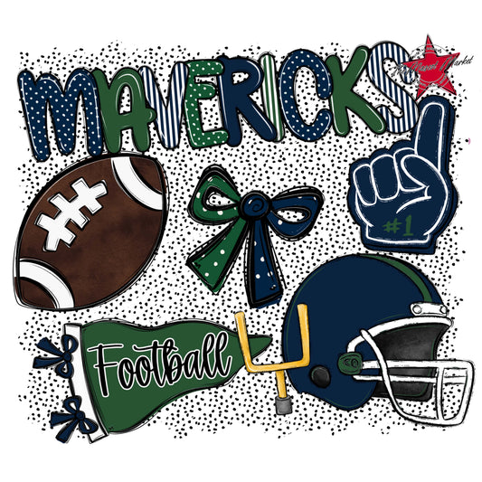Mavericks Football Spirit-Navy & Green