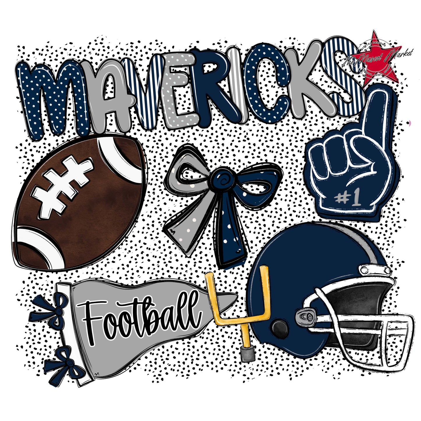 Mavericks Football Spirit-Navy & Grey