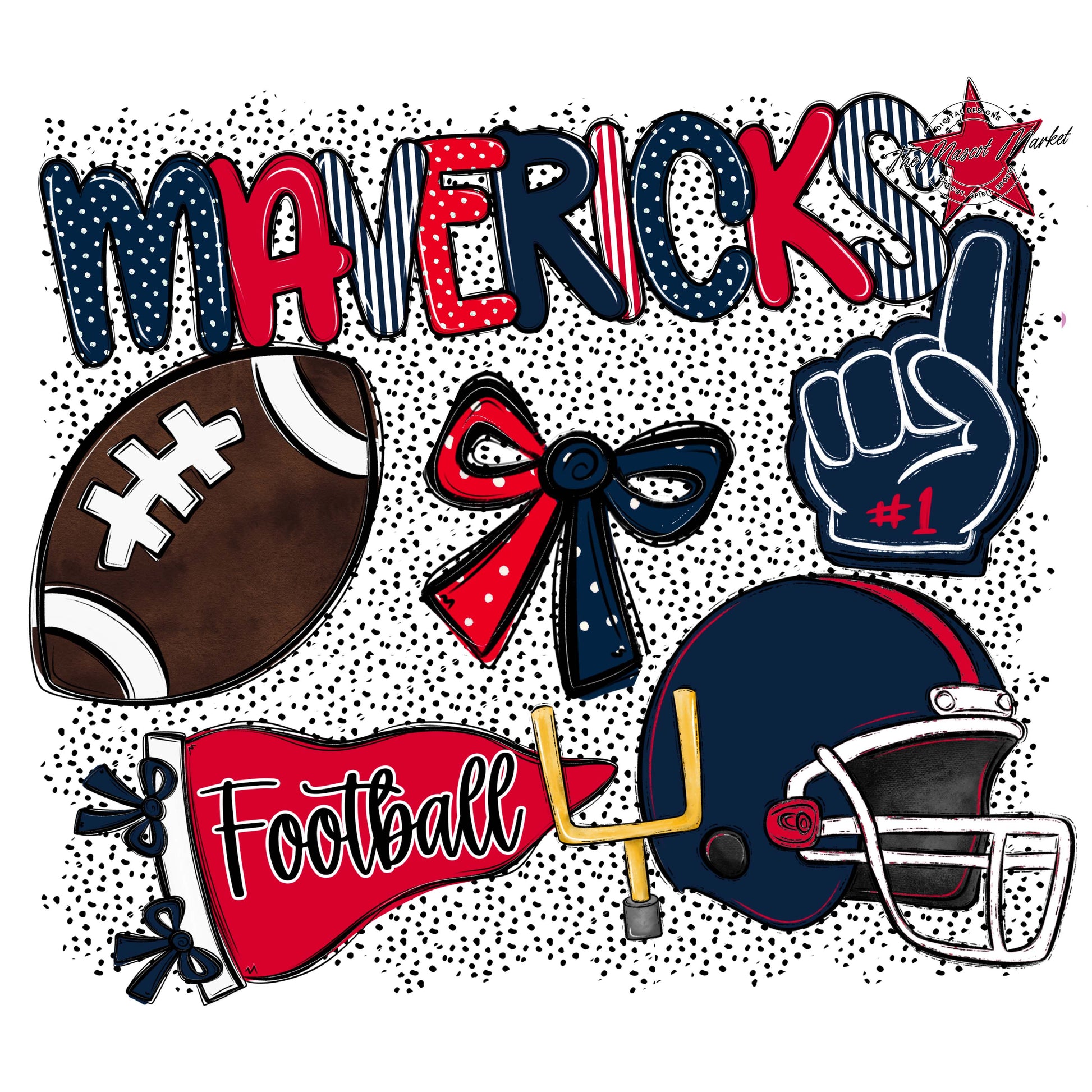 Mavericks Football Spirit-Navy & Red