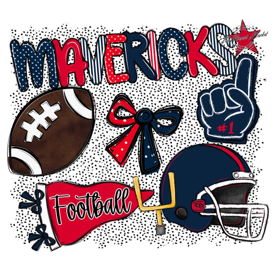 Mavericks Football Spirit-Navy & Red