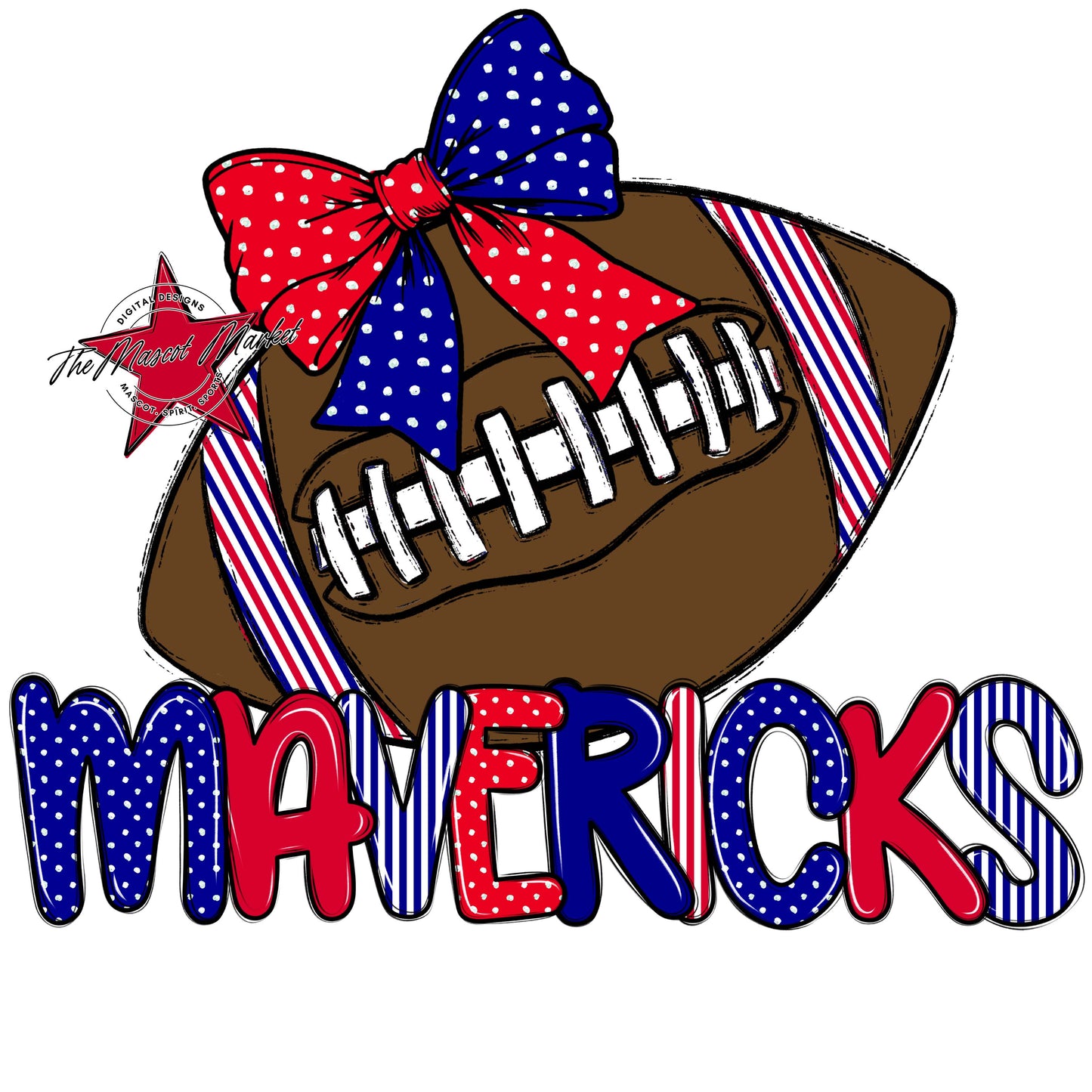 Mavericks Football Spirit Design-Blue & Red