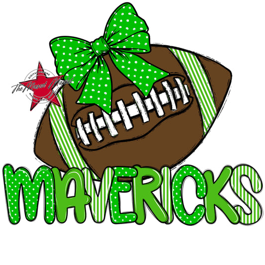 Mavericks Football Spirit Design-Bright Green