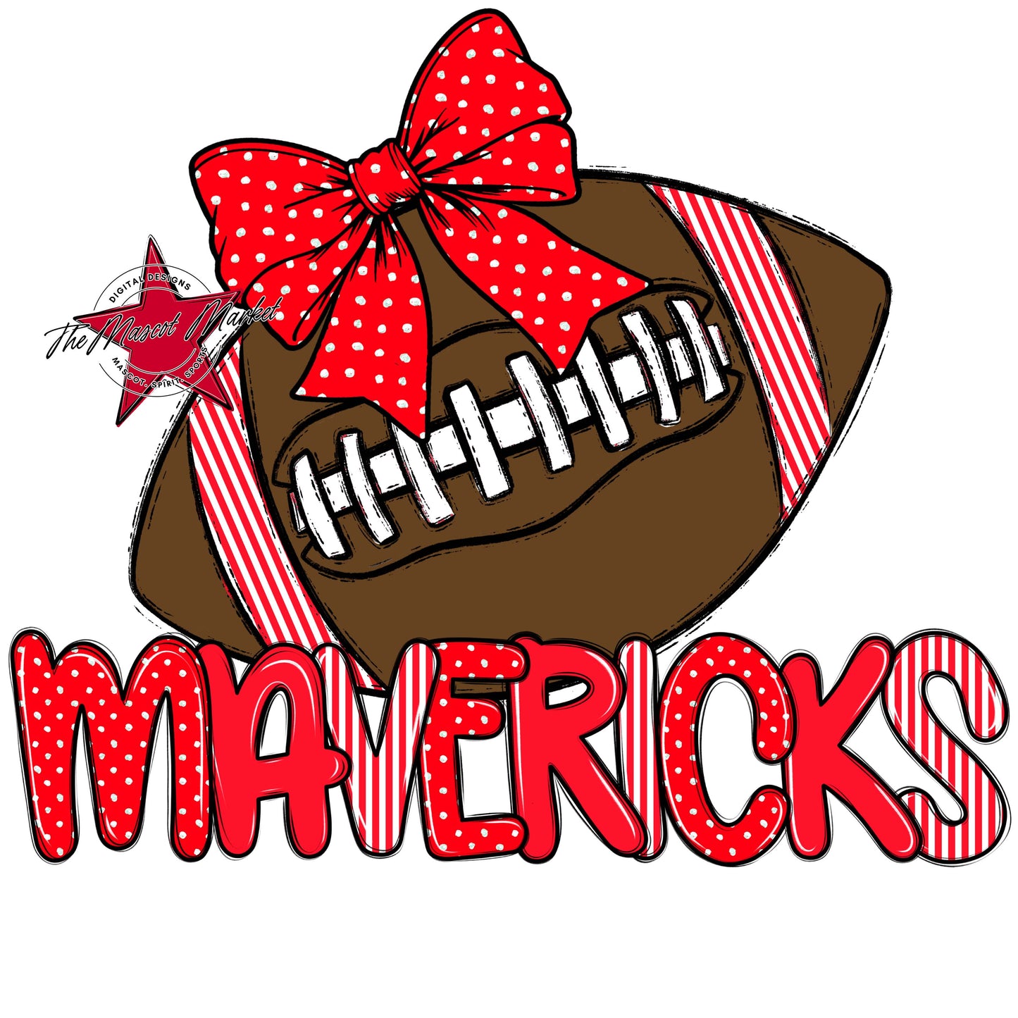 Mavericks Football Spirit Design-Bright Red
