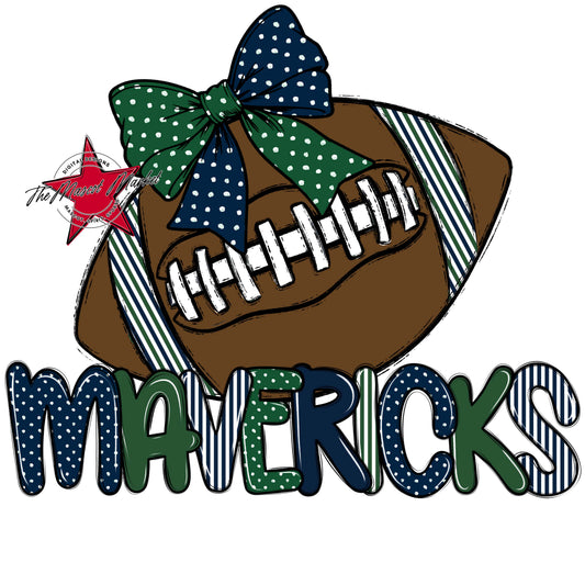 Mavericks Football Spirit Design-Navy & Green
