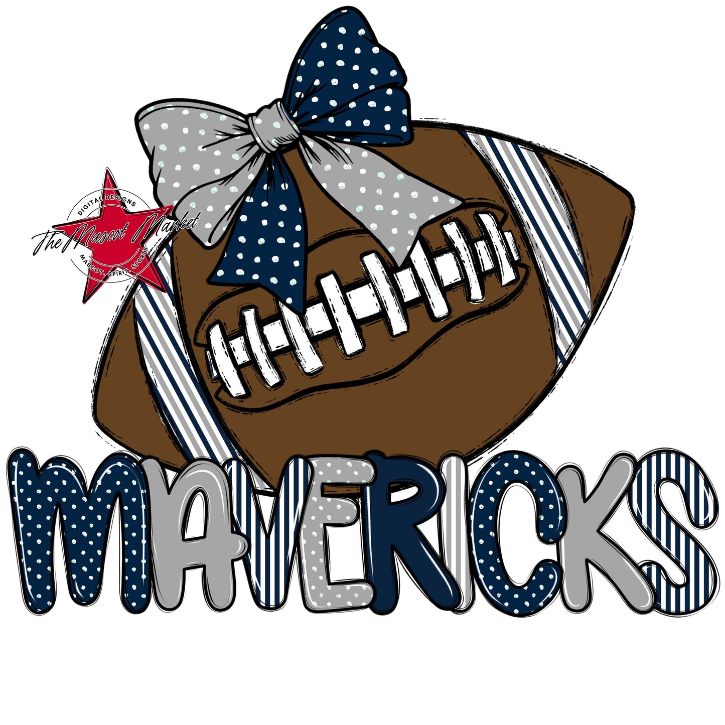 Mavericks Football Spirit Design-Navy & Grey