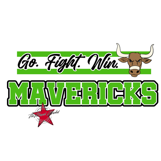 Mavericks Go Fight Win Mascot Lines-Bright Green
