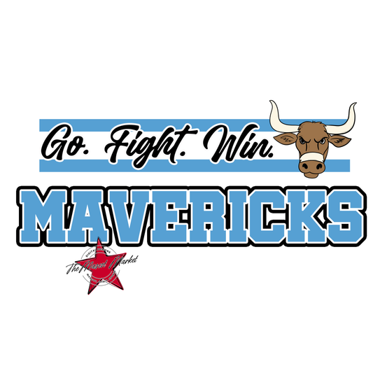 Mavericks Go Fight Win Mascot Lines-Carolina Blue
