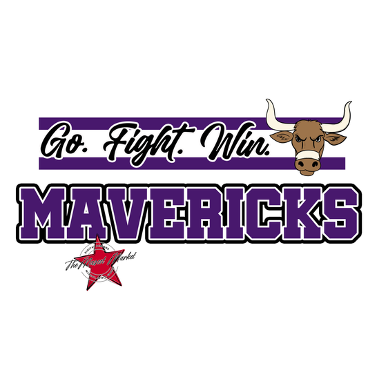Mavericks Go Fight Win Mascot Lines-Purple