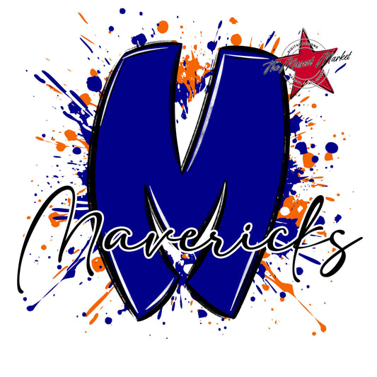 Mavericks Mascot Splatter-Blue & Orange
