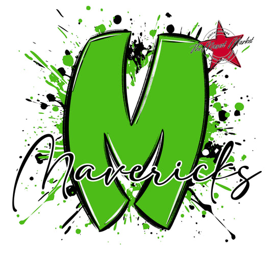 Mavericks Mascot Splatter-Bright Green