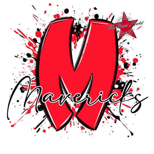 Mavericks Mascot Splatter-Bright Red