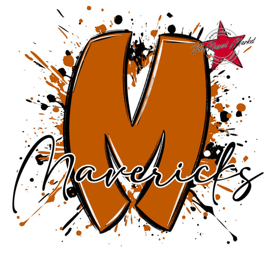 Mavericks Mascot Splatter-Burnt Orange