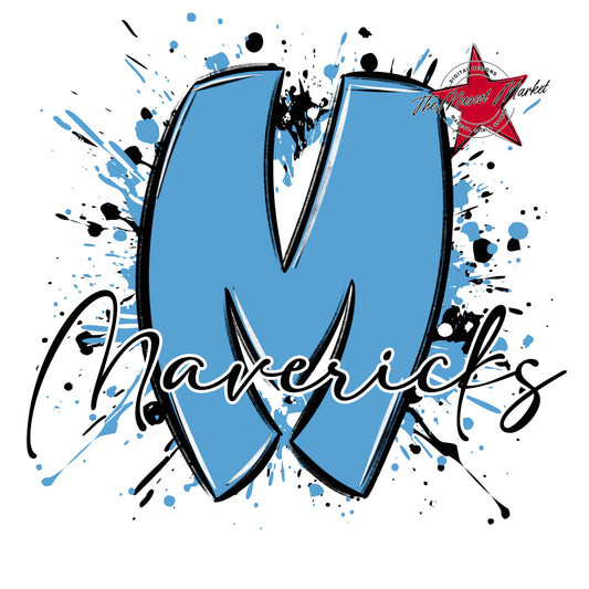 Mavericks Mascot Splatter-Carolina Blue