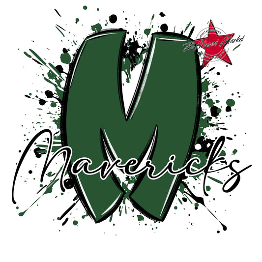 Mavericks Mascot Splatter-Green
