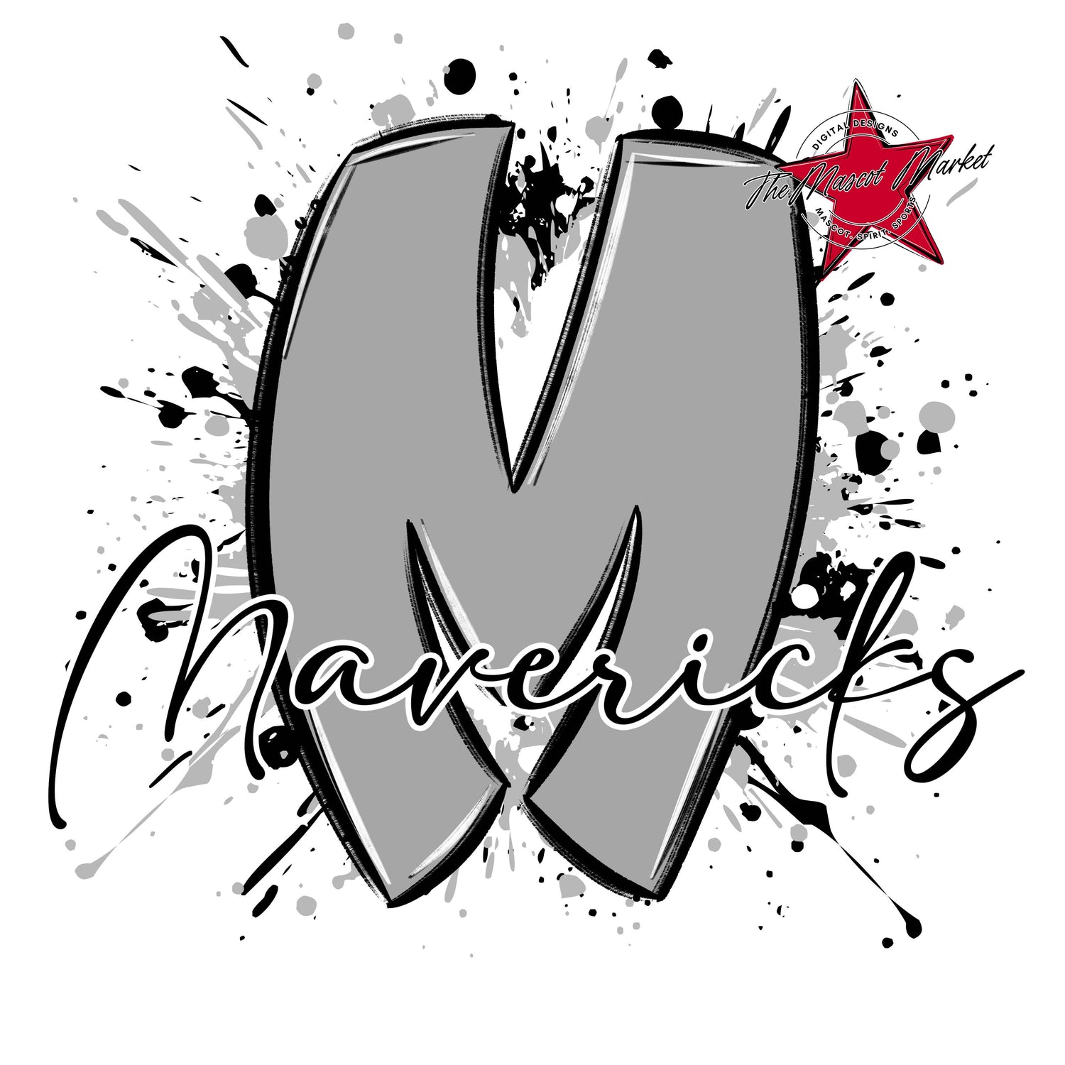 Mavericks Mascot Splatter-Grey