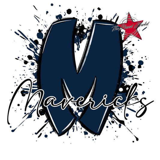 Mavericks Mascot Splatter-Navy