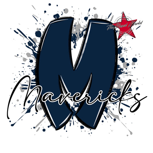Mavericks Mascot Splatter-Navy & Grey