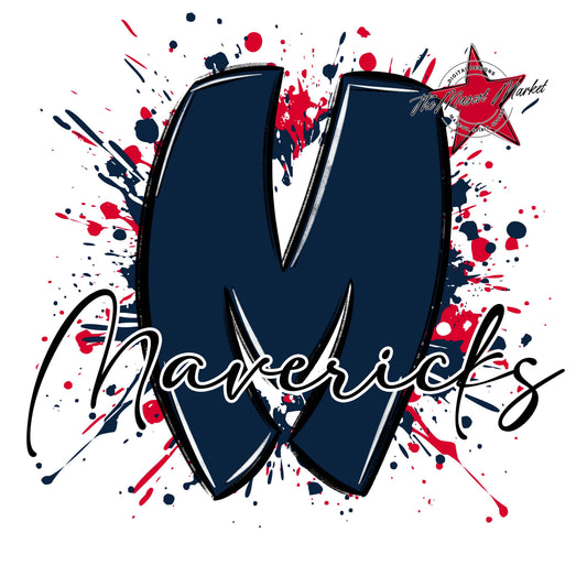 Mavericks Mascot Splatter-Navy & Red