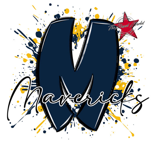 Mavericks Mascot Splatter-Navy & Yellow