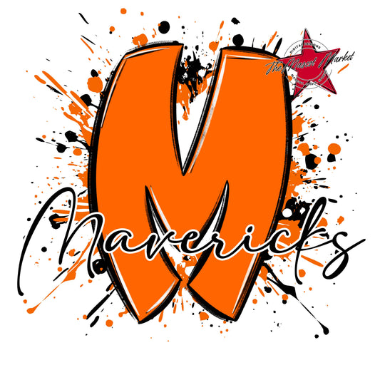 Mavericks Mascot Splatter-Orange