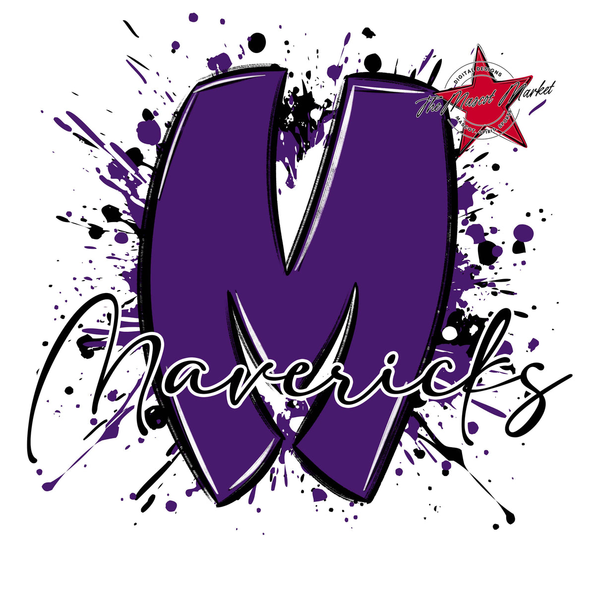 Mavericks Mascot Splatter-Purple