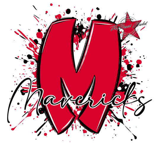 Mavericks Mascot Splatter-Red
