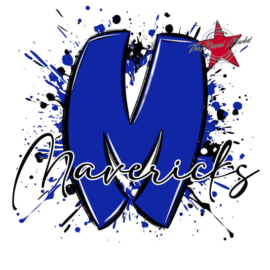 Mavericks Mascot Splatter-Royal Blue