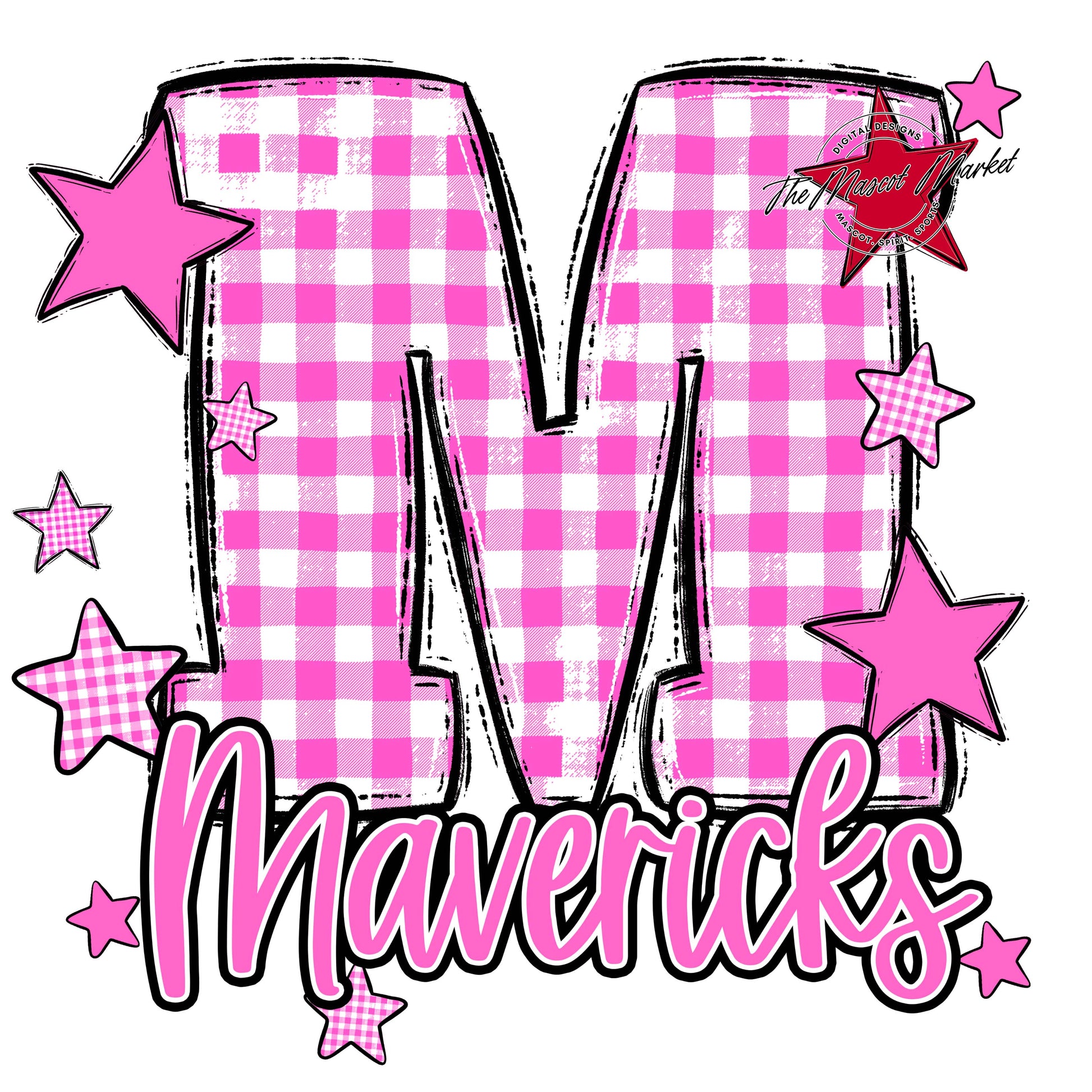 Mavericks Plaid Star Design-Baby Pink