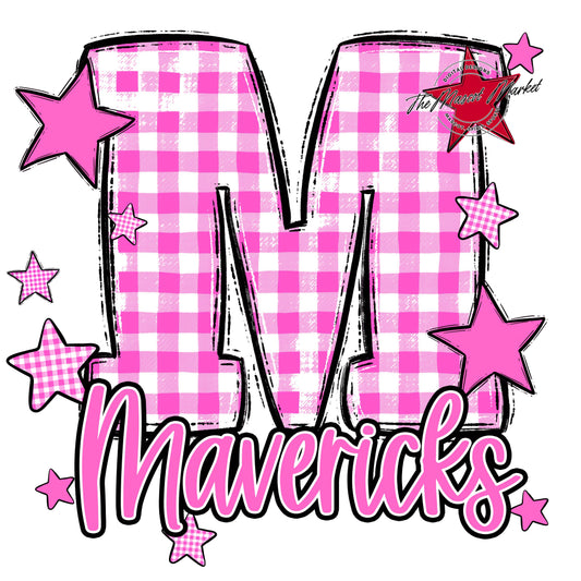 Mavericks Plaid Star Design-Baby Pink