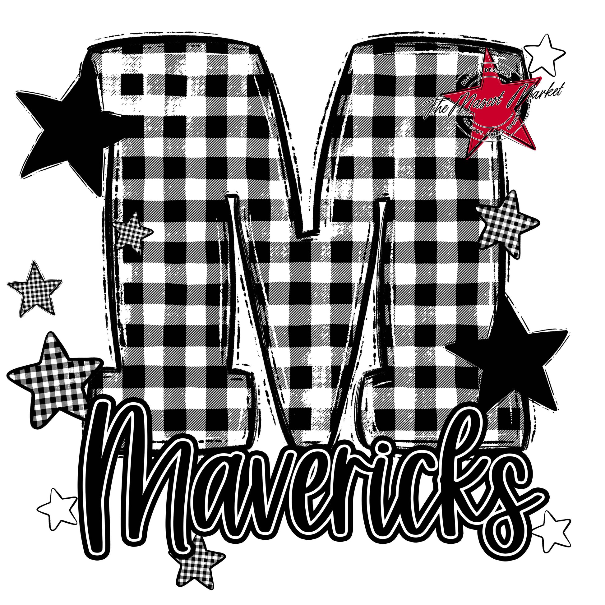 Mavericks Plaid Star Design-Black