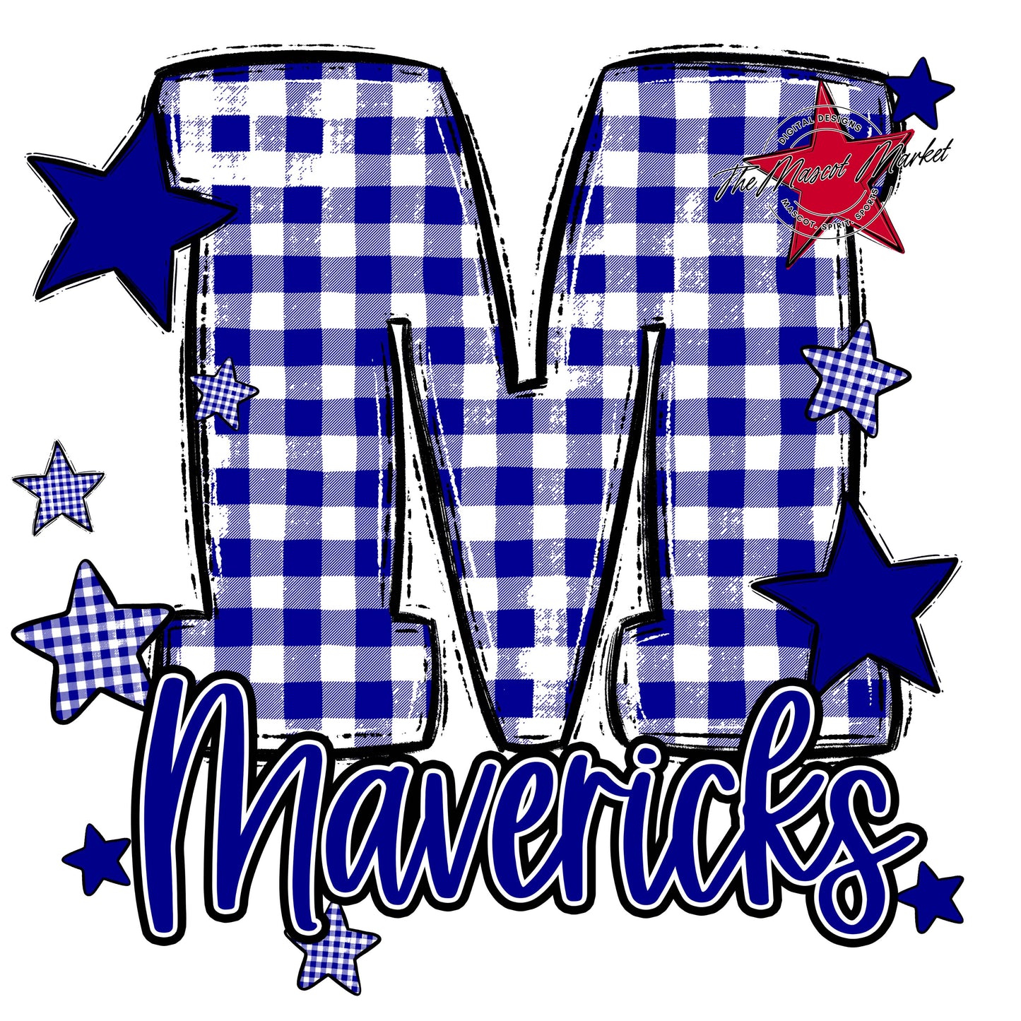 Mavericks Plaid Star Design-Blue