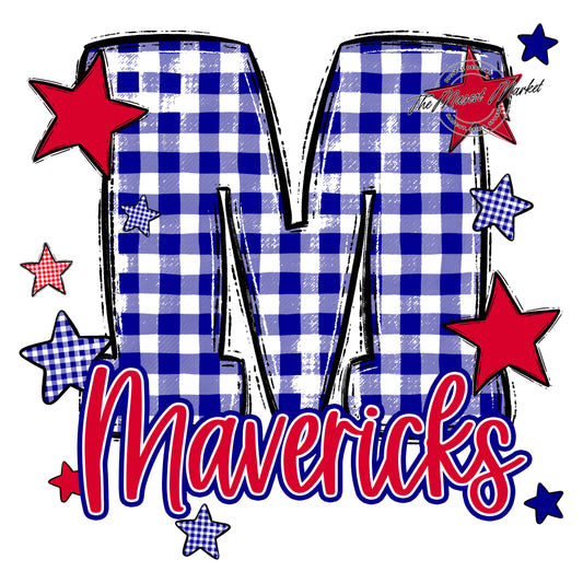 Mavericks Plaid Star Design-Blue & Red