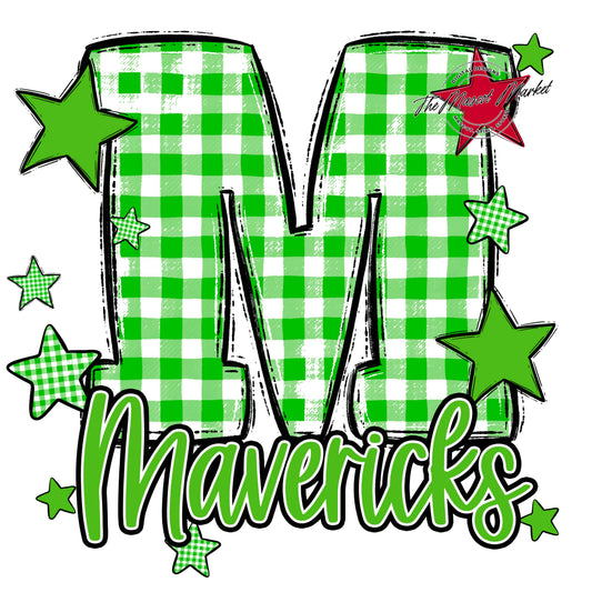 Mavericks Plaid Star Design-Bright Green