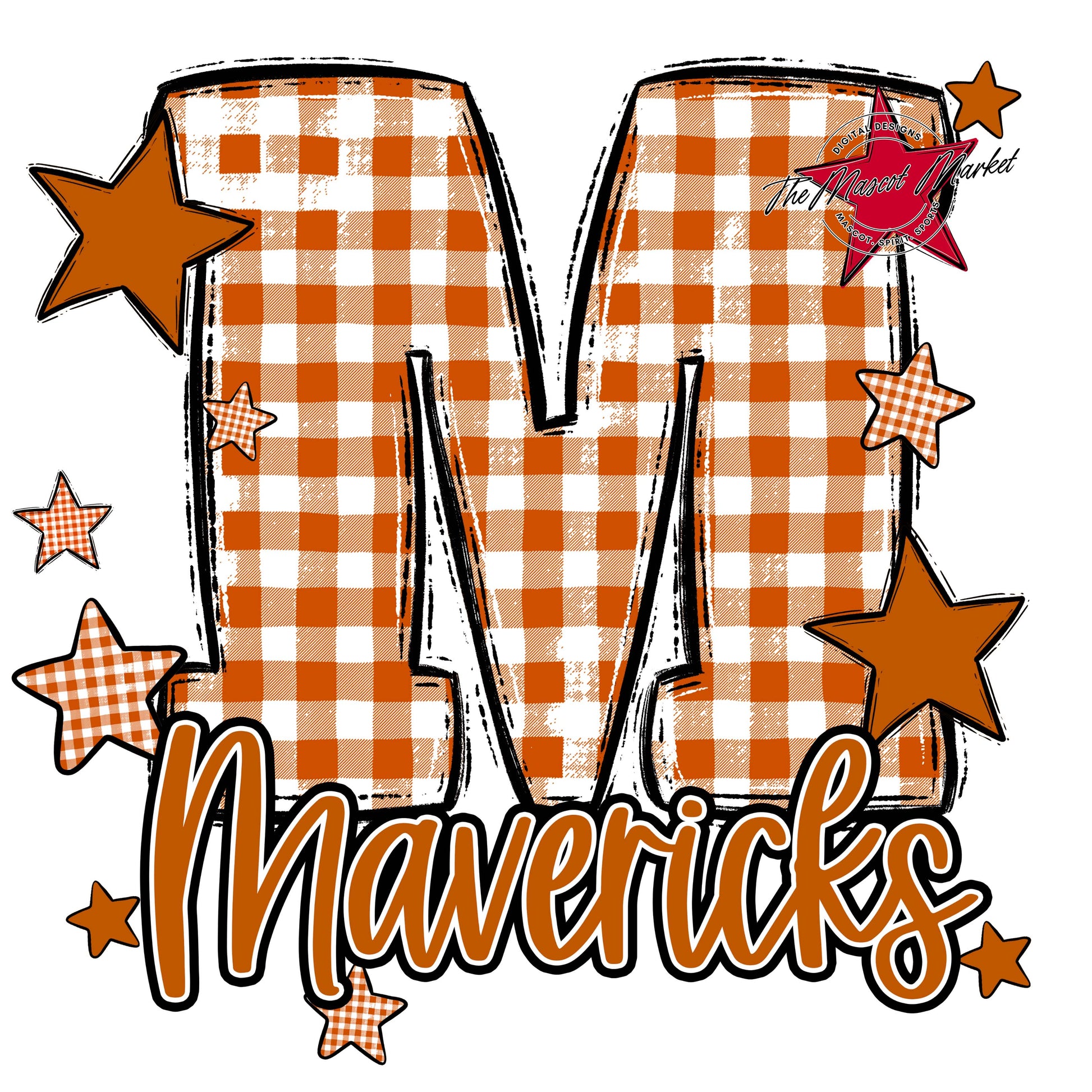 Mavericks Plaid Star Design-Burnt Orange