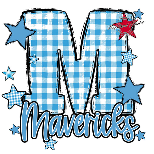 Mavericks Plaid Star Design-Carolina Blue