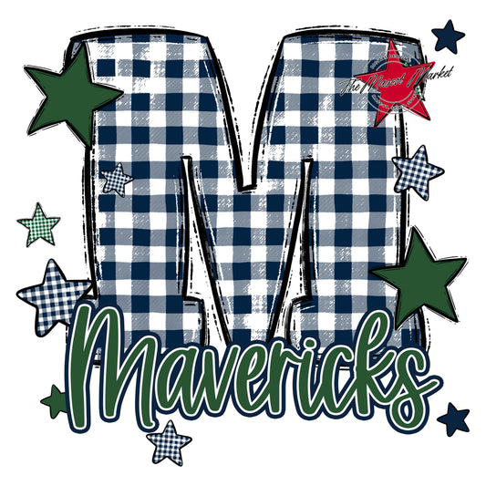 Mavericks Plaid Star Design-Navy & Green