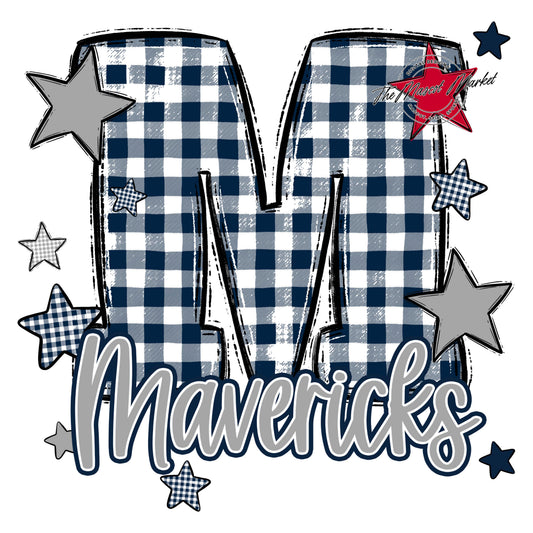 Mavericks Plaid Star Design-Navy & Grey