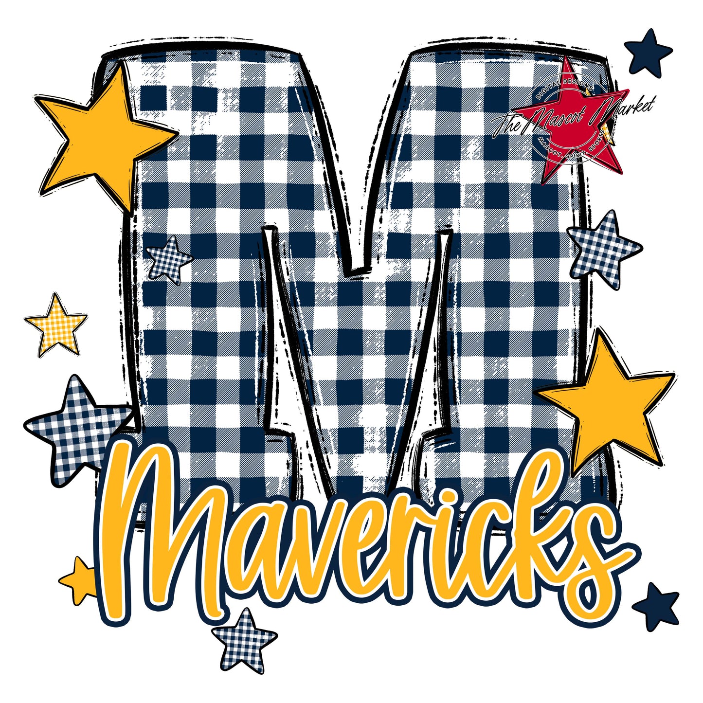 Mavericks Plaid Star Design-Navy & Yellow