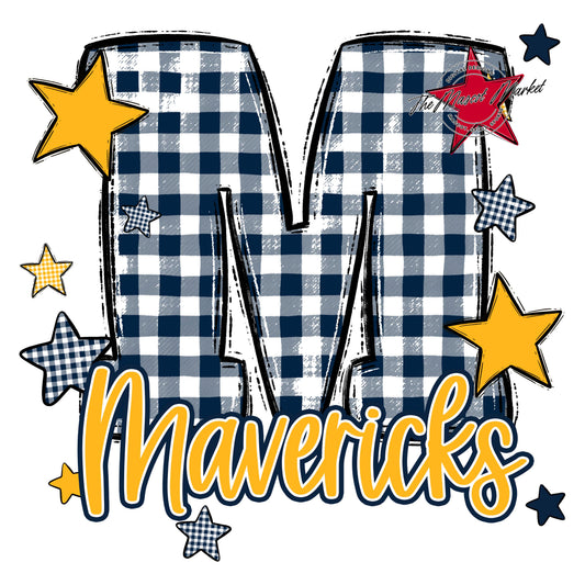 Mavericks Plaid Star Design-Navy & Yellow