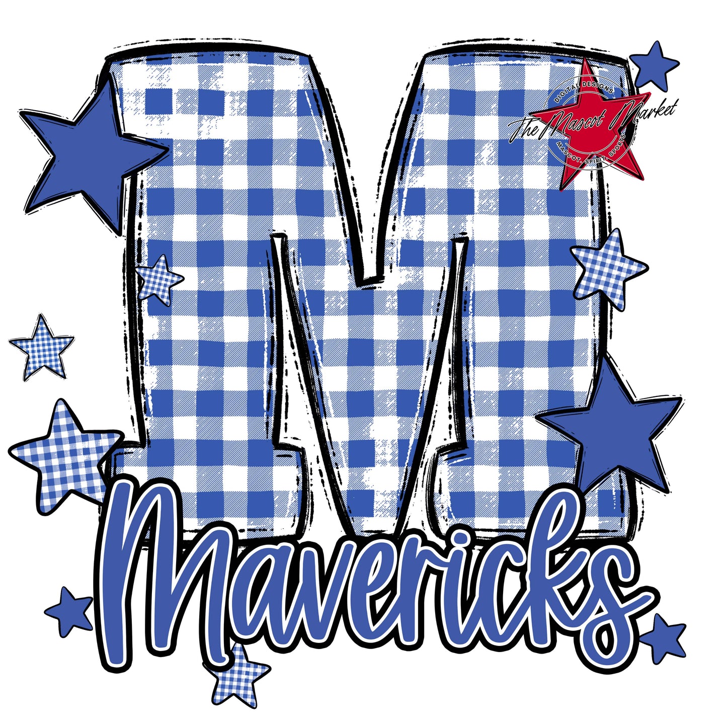 Mavericks Plaid Star Design-Off Blue