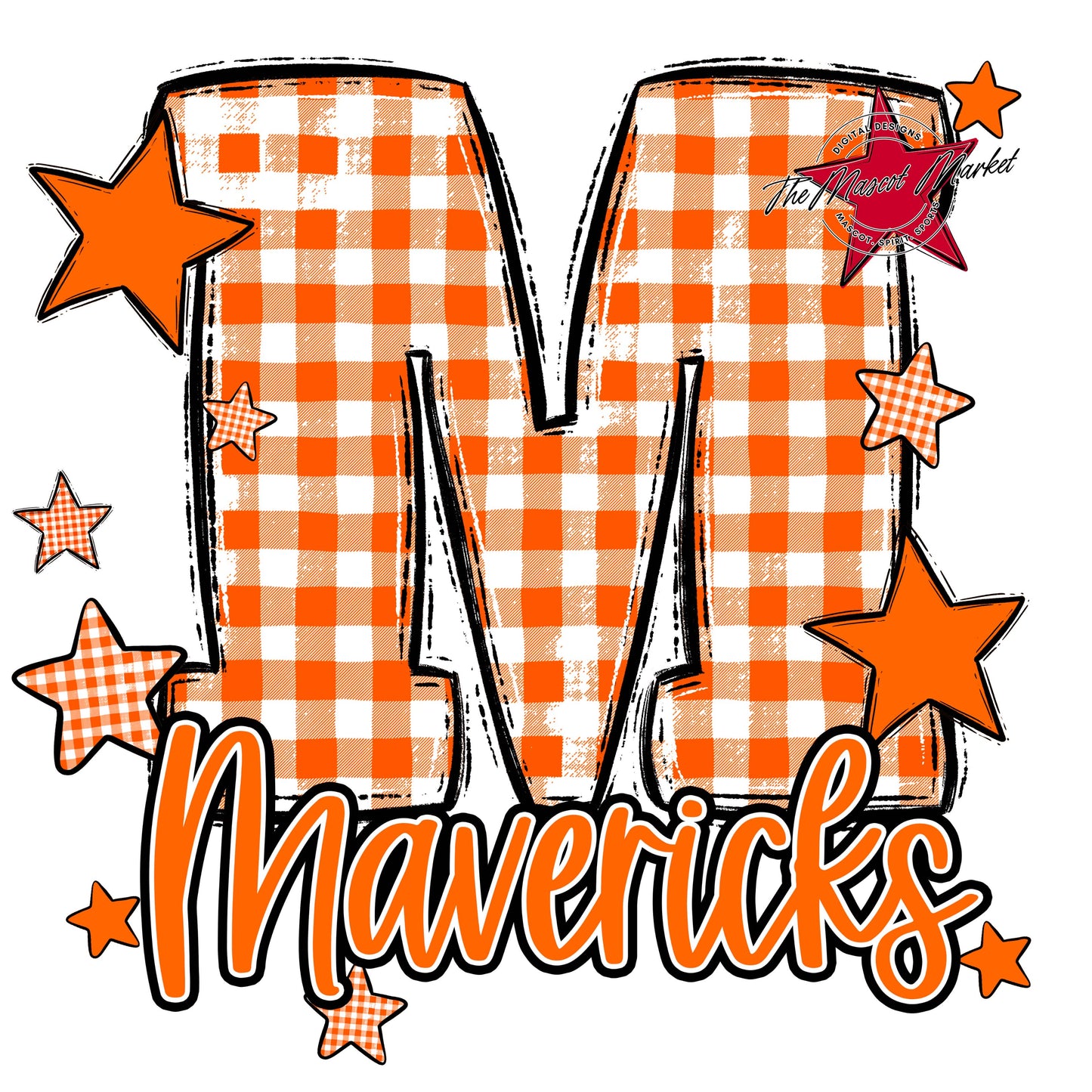 Mavericks Plaid Star Design-Orange