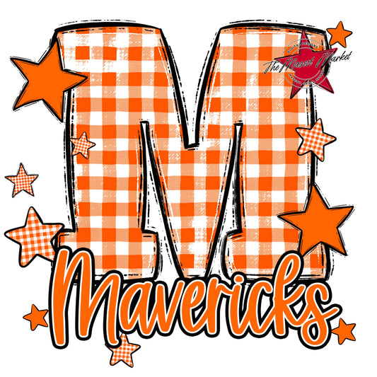 Mavericks Plaid Star Design-Orange