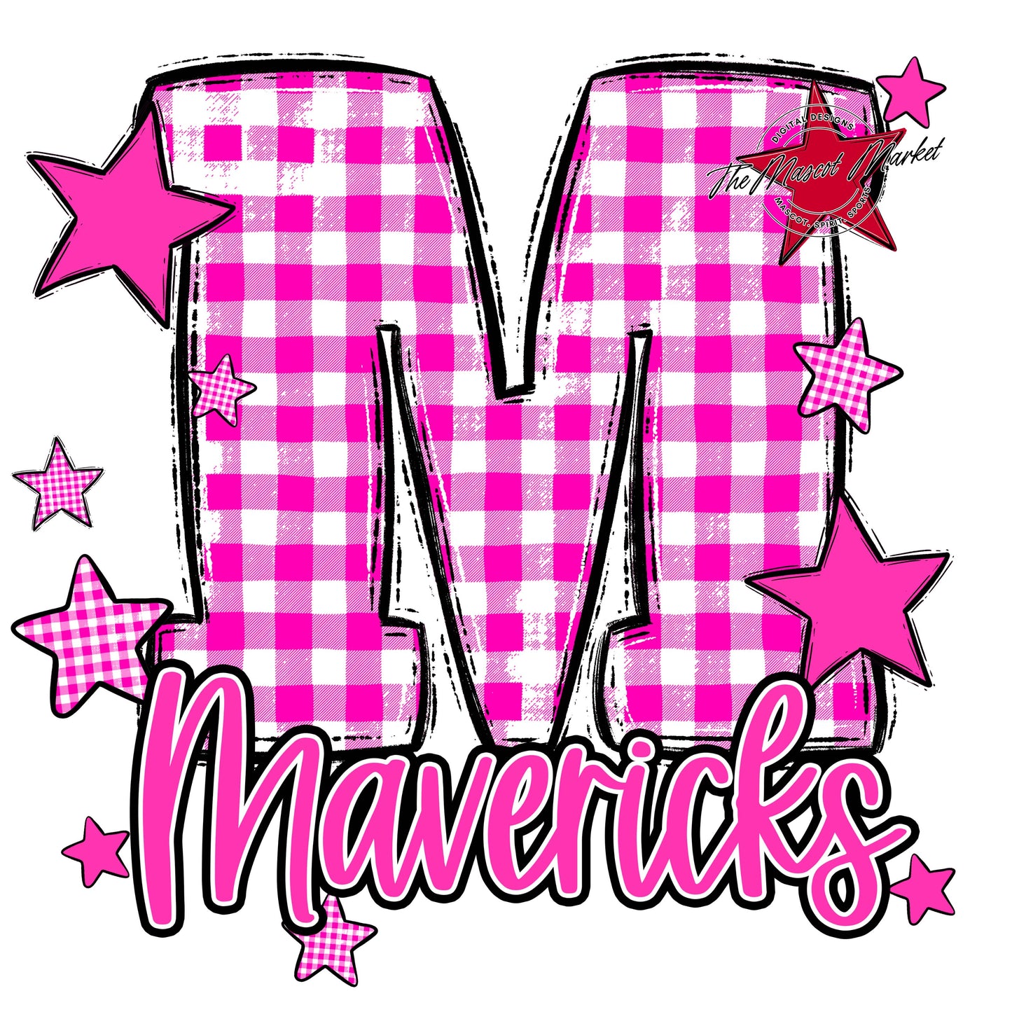Mavericks Plaid Star Design-Pink