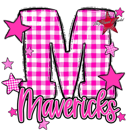 Mavericks Plaid Star Design-Pink