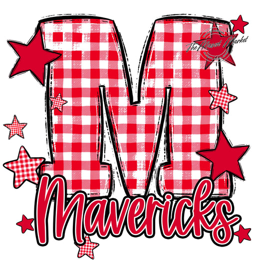 Mavericks Plaid Star Design-Red