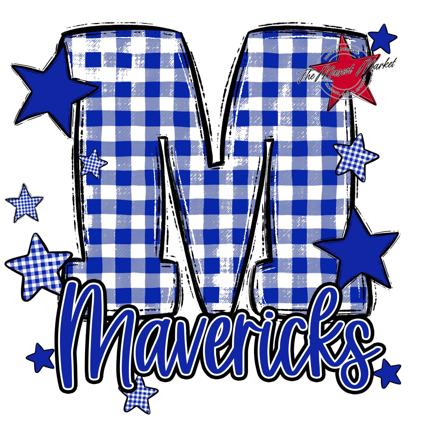Mavericks Plaid Star Design-Royal Blue