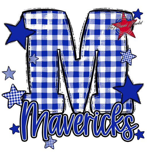 Mavericks Plaid Star Design-Royal Blue